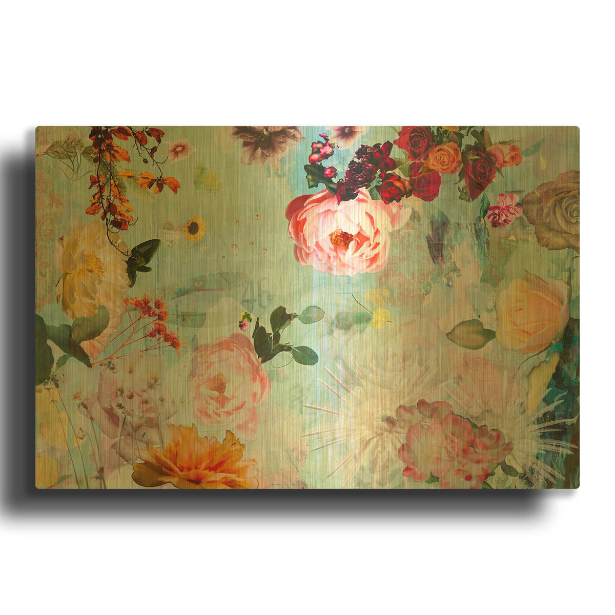 'BLOOM OF ROSE' By DB Waterman Gold Metal Wall Art