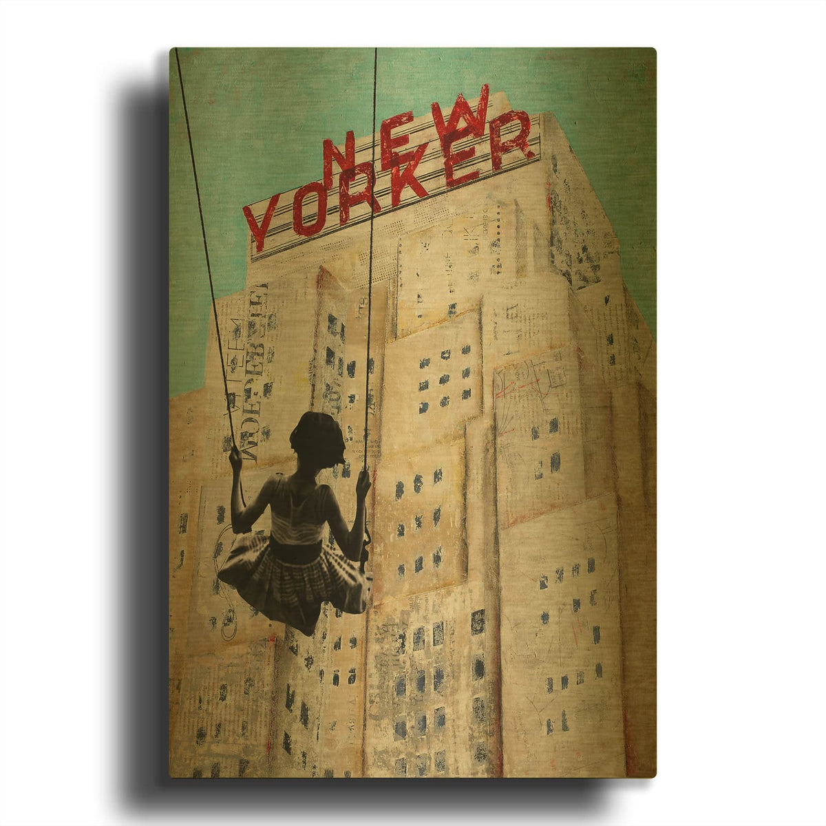 'New Yorker' By DB Waterman Gold Metal Wall Art