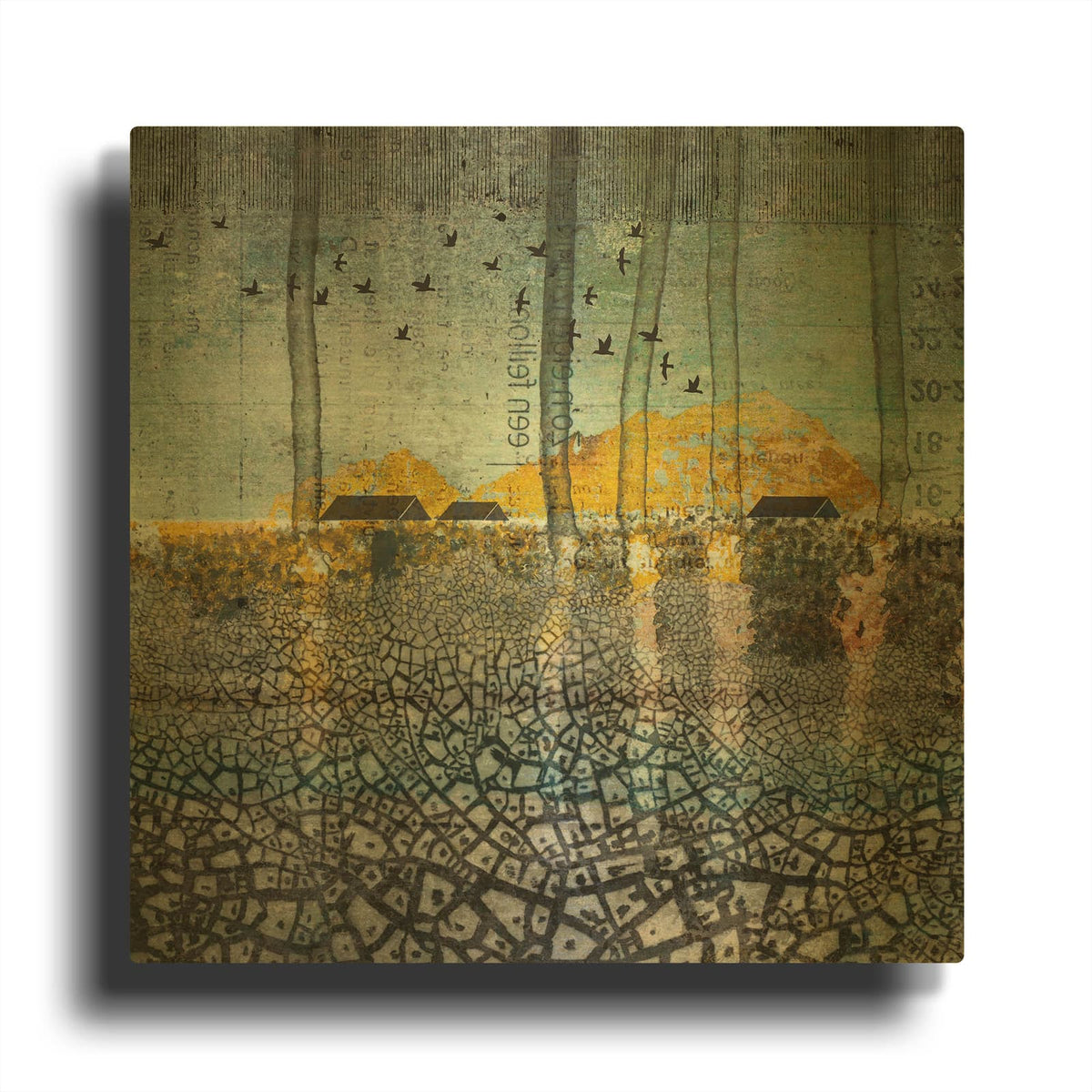 'Scars In The Earth' By DB Waterman Gold Metal Wall Art