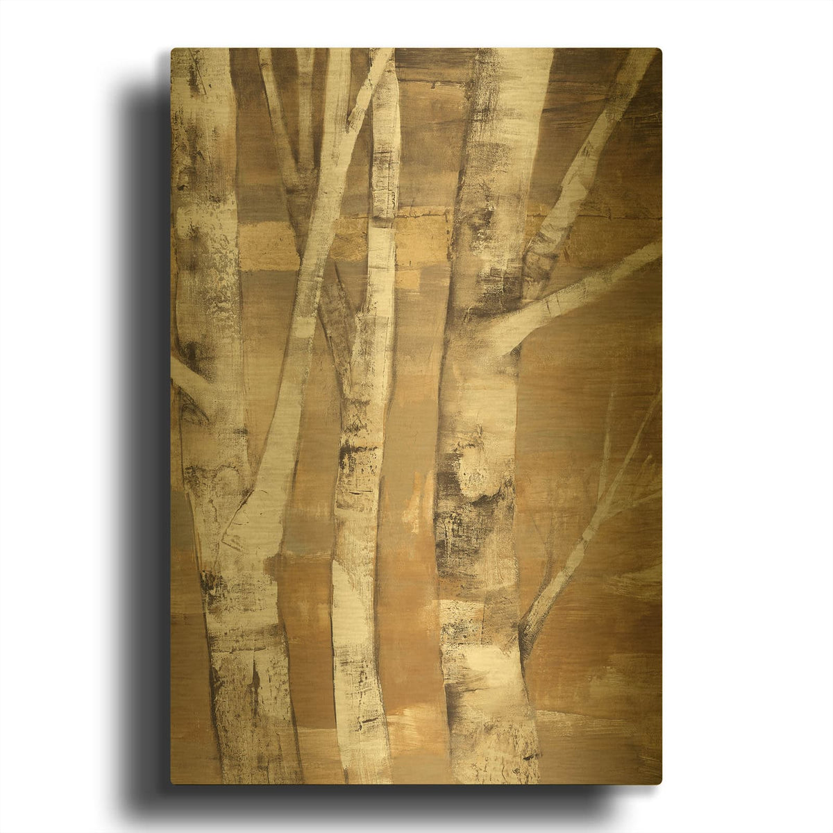 'Wandering Through the Birches II' By Albena Hristova Gold Metal Wall Art