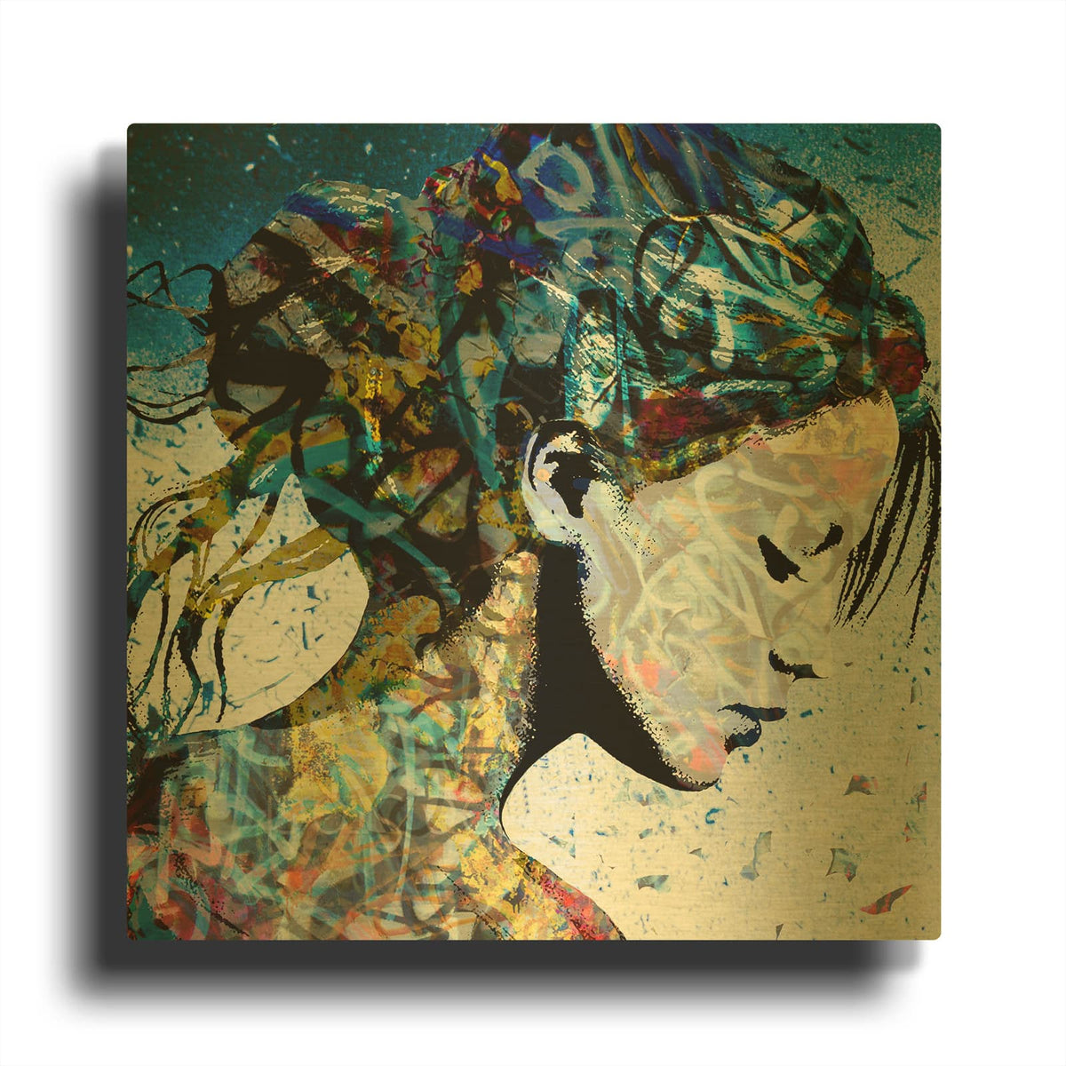 'Modest Girl' By DB Waterman Gold Metal Wall Art