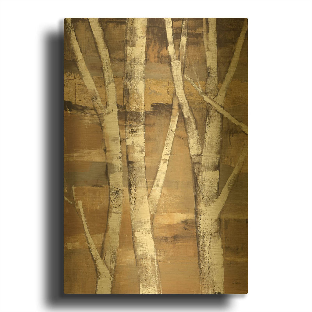'Wandering Through the Birches I' By Albena Hristova Gold Metal Wall Art