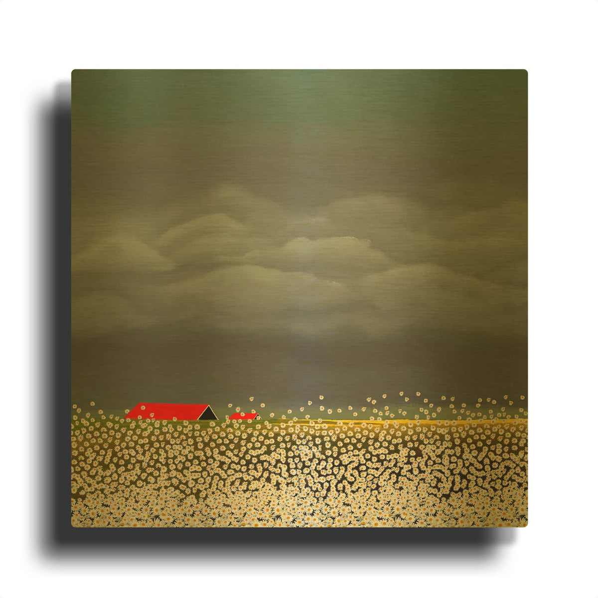 'Red Roof' By DB Waterman Gold Metal Wall Art