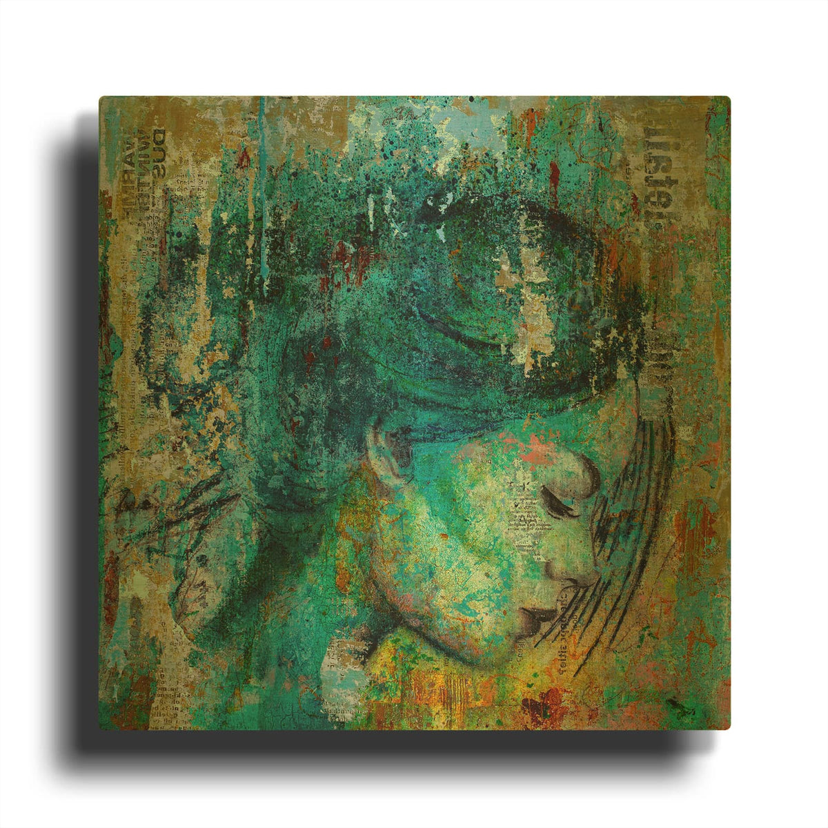'Thoughts' By DB Waterman Gold Metal Wall Art