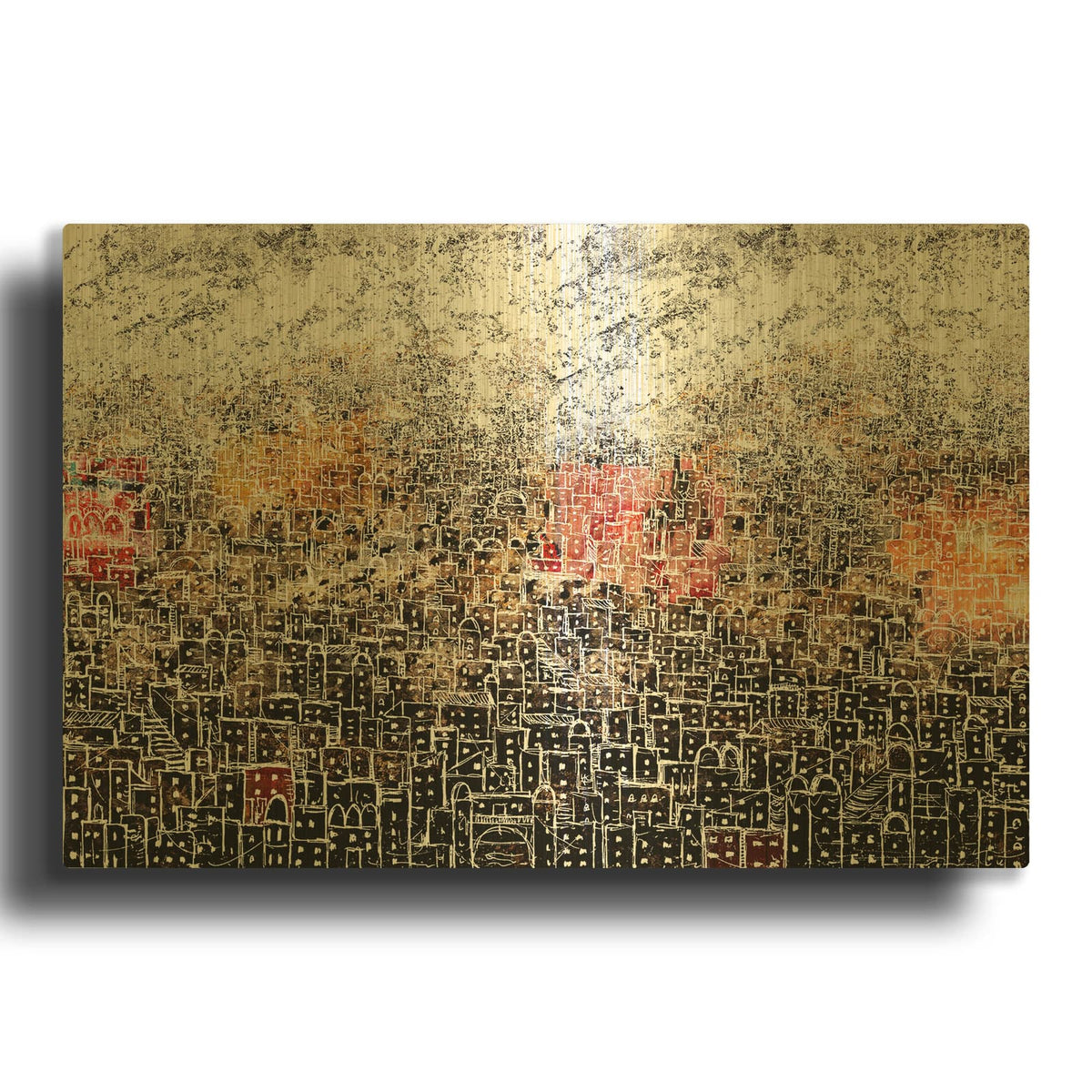 'WHITE CITY' By DB Waterman Gold Metal Wall Art