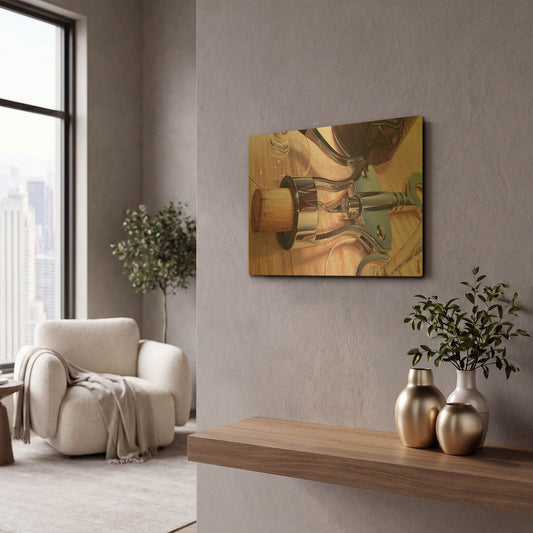 'Wine Opener' By Ed Roberts Gold Metal Wall Art