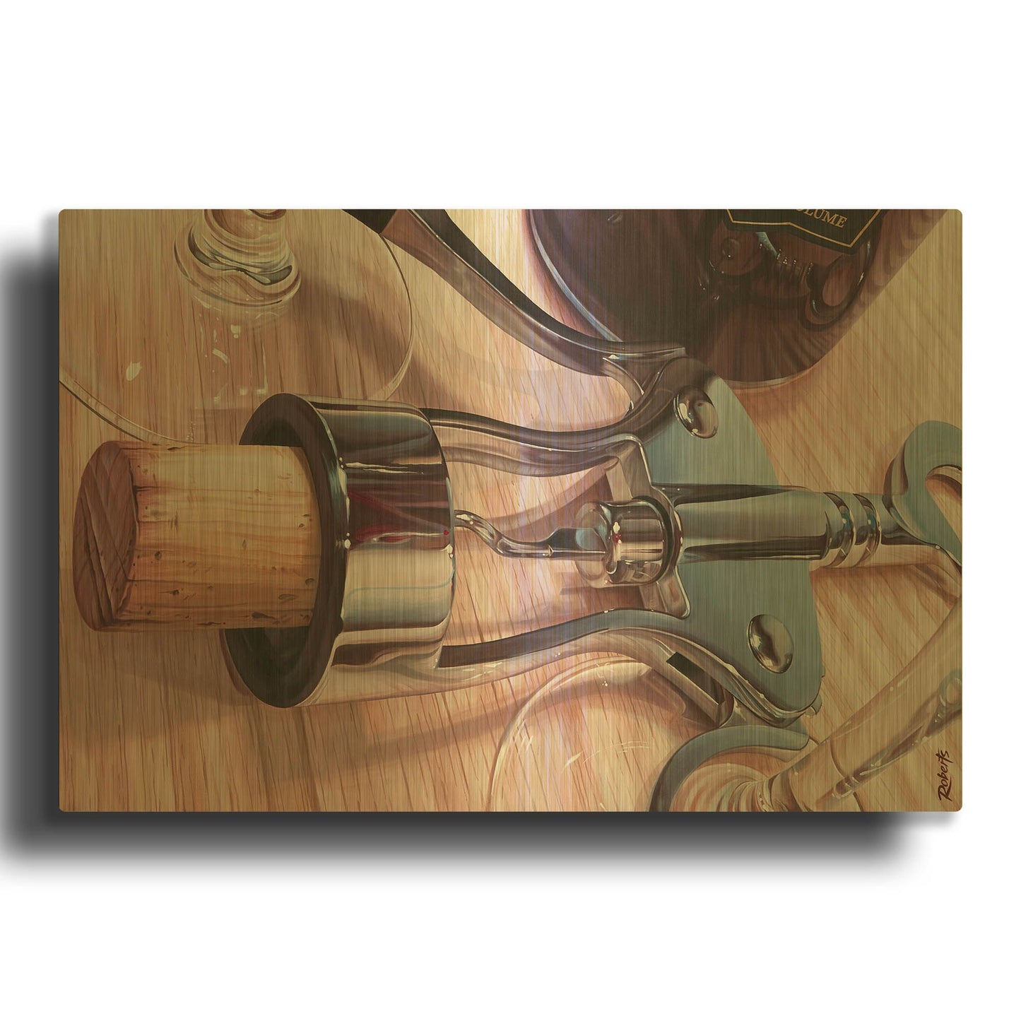 'Wine Opener' By Ed Roberts Gold Metal Wall Art