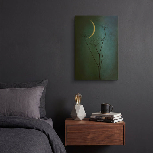 'Blue Crescent Moon' By Philippe Sainte Gold Metal Wall Art