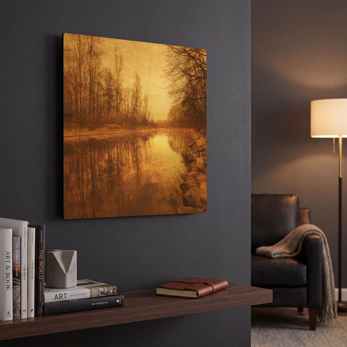 'Floating Down The River' By Philippe Sainte Gold Metal Wall Art