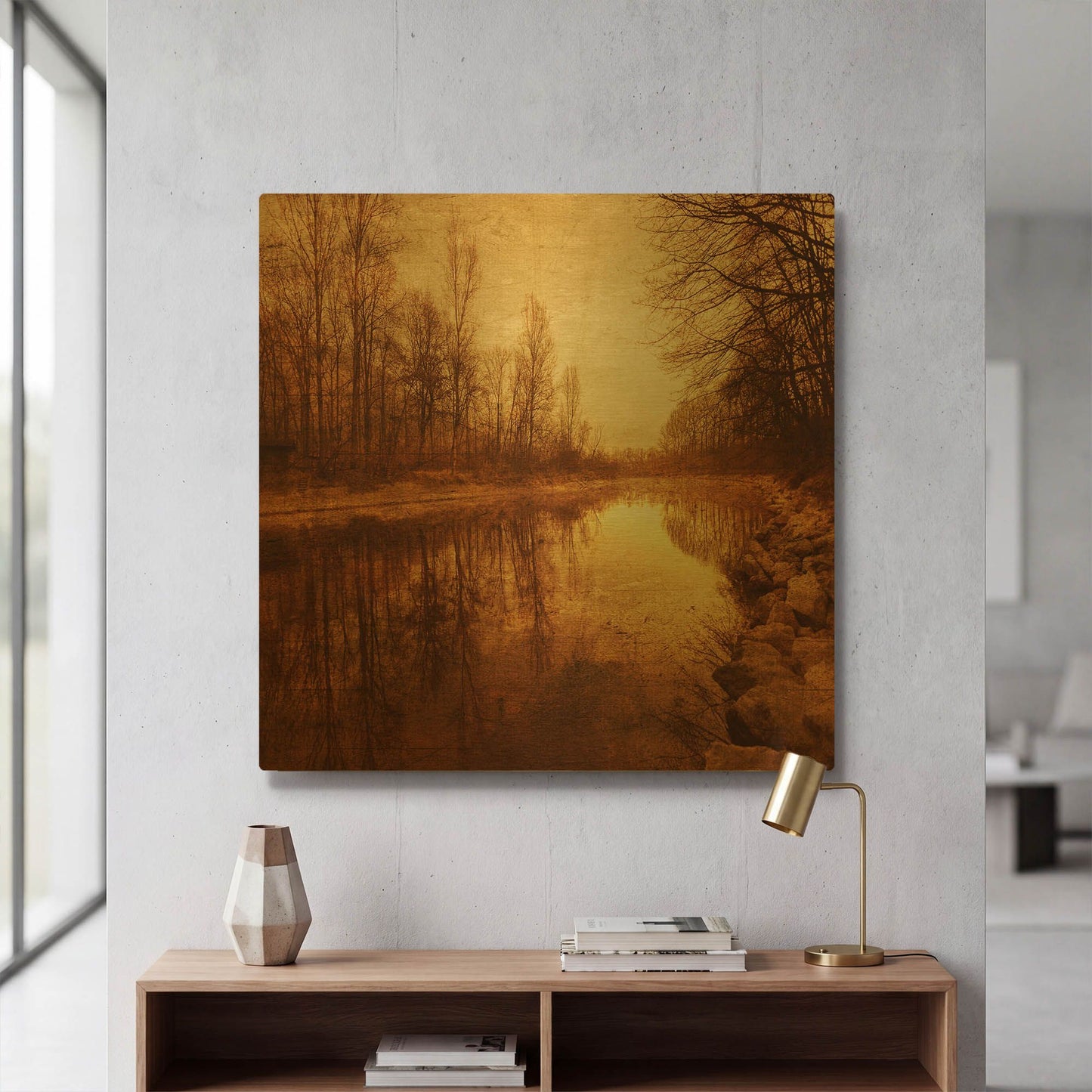 'Floating Down The River' By Philippe Sainte Gold Metal Wall Art