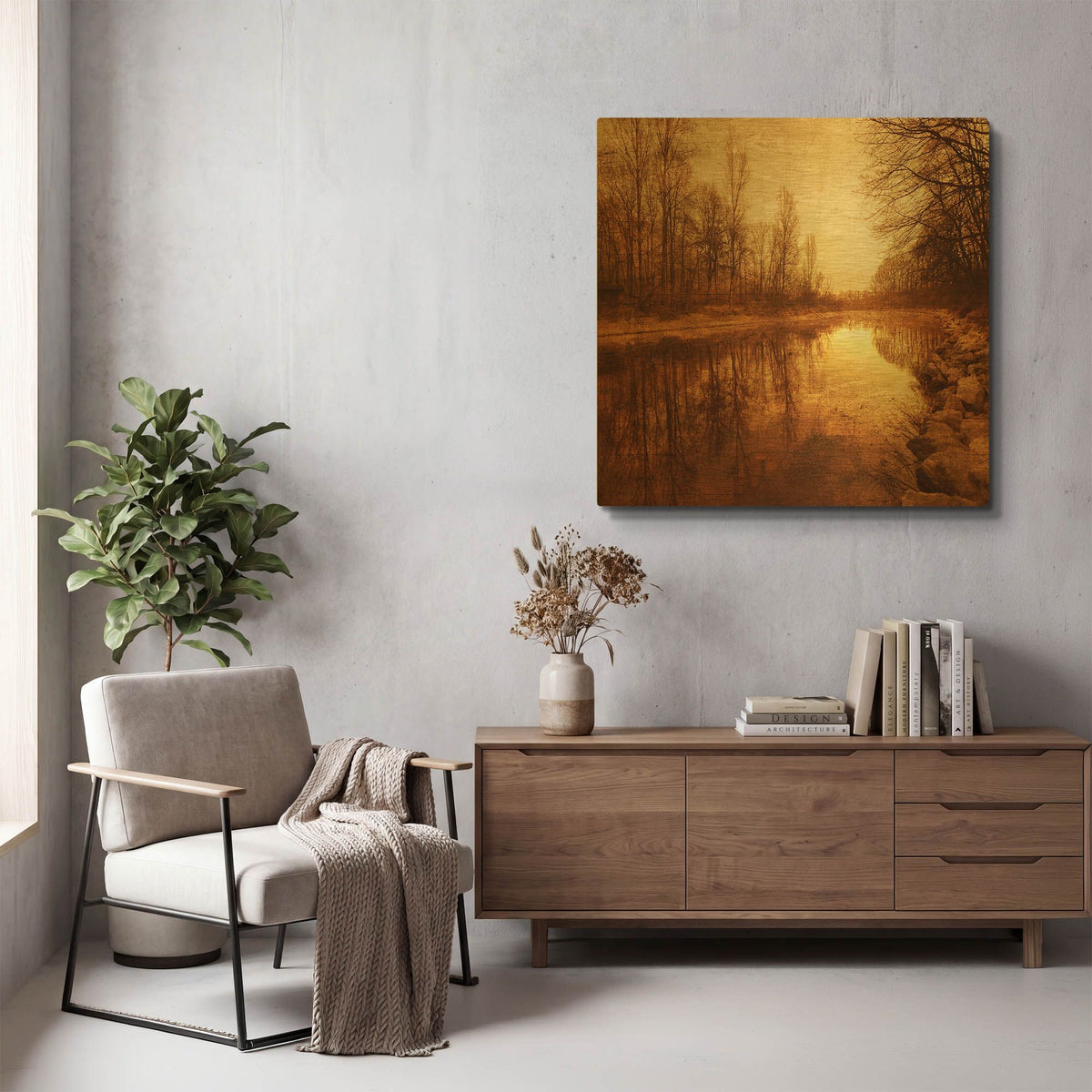 'Floating Down The River' By Philippe Sainte Gold Metal Wall Art