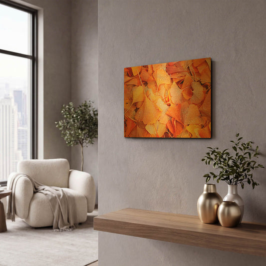 'Ginkgo Fall' By Philippe Sainte Gold Metal Wall Art