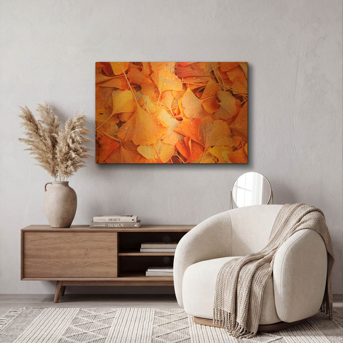 'Ginkgo Fall' By Philippe Sainte Gold Metal Wall Art