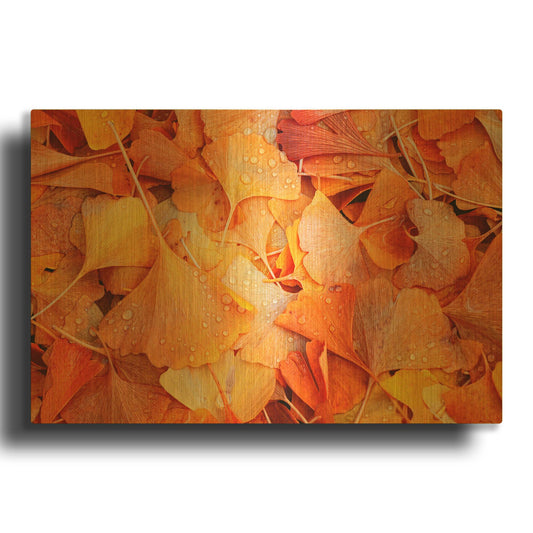 'Ginkgo Fall' By Philippe Sainte Gold Metal Wall Art