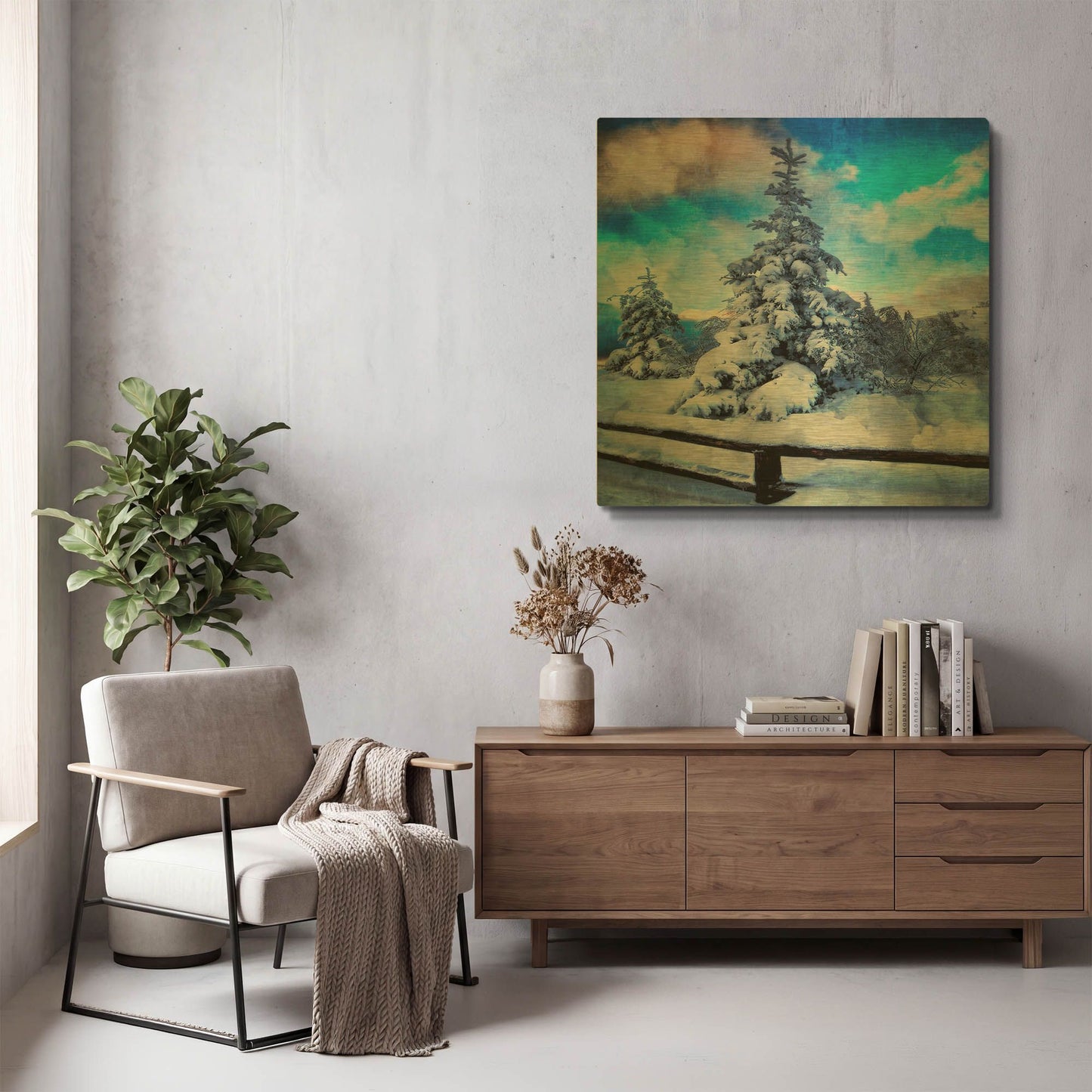 'My Beautiful Fir Tree' By Philippe Sainte Gold Metal Wall Art