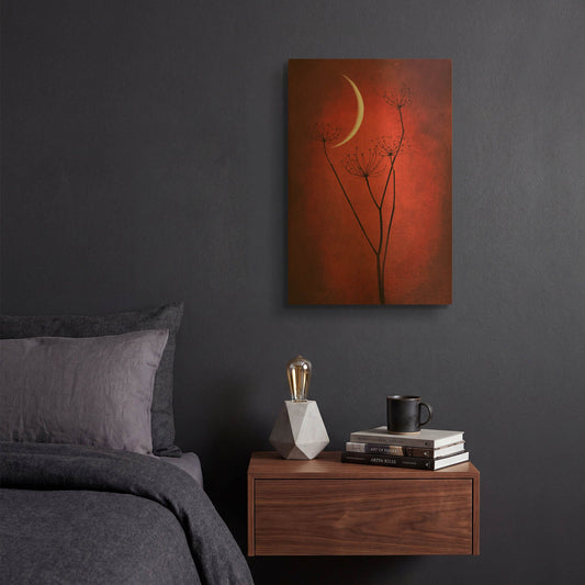 'Red Crescent Moon' By Philippe Sainte Gold Metal Wall Art