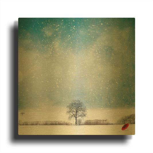 'The Red Umbrella' By Philippe Sainte Gold Metal Wall Art