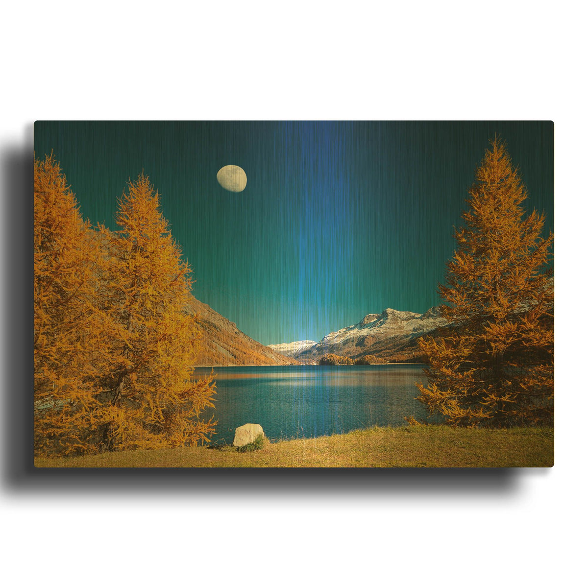 'The Rock And The Moon' By Philippe Sainte Gold Metal Wall Art