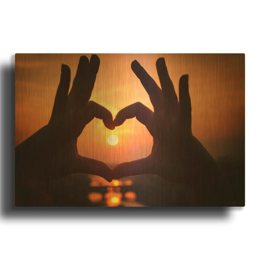 'Sunset Lovers' By Giuseppe Torre Gold Metal Wall Art