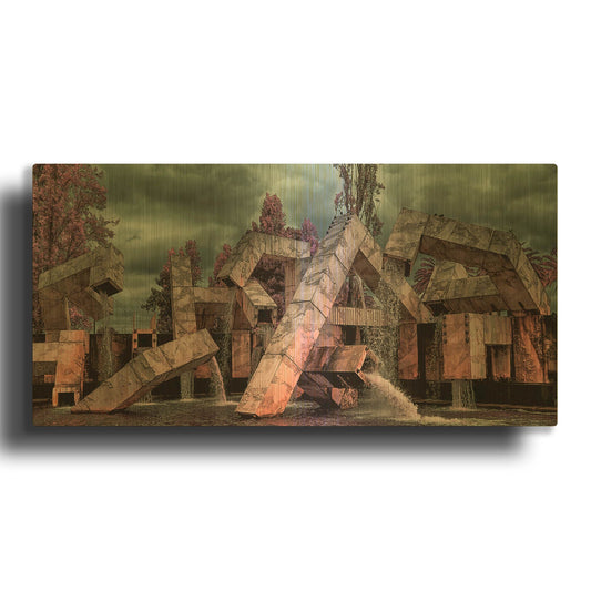 'Vaillancourt Fountain' By Giuseppe Torre Gold Metal Wall Art