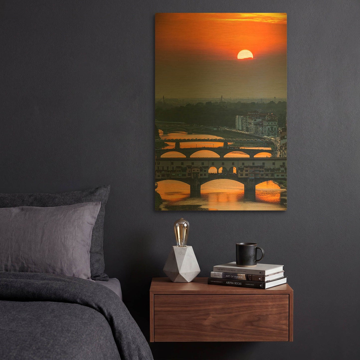 'Crimson sky' By Giuseppe Torre Gold Metal Wall Art