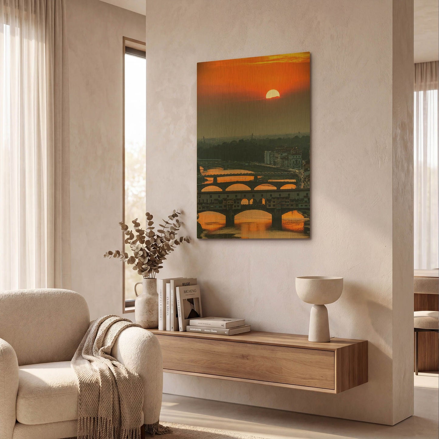 'Crimson sky' By Giuseppe Torre Gold Metal Wall Art