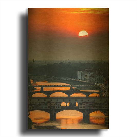 'Crimson sky' By Giuseppe Torre Gold Metal Wall Art