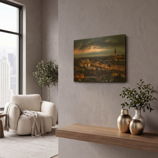 'The Old River' By Giuseppe Torre Gold Metal Wall Art