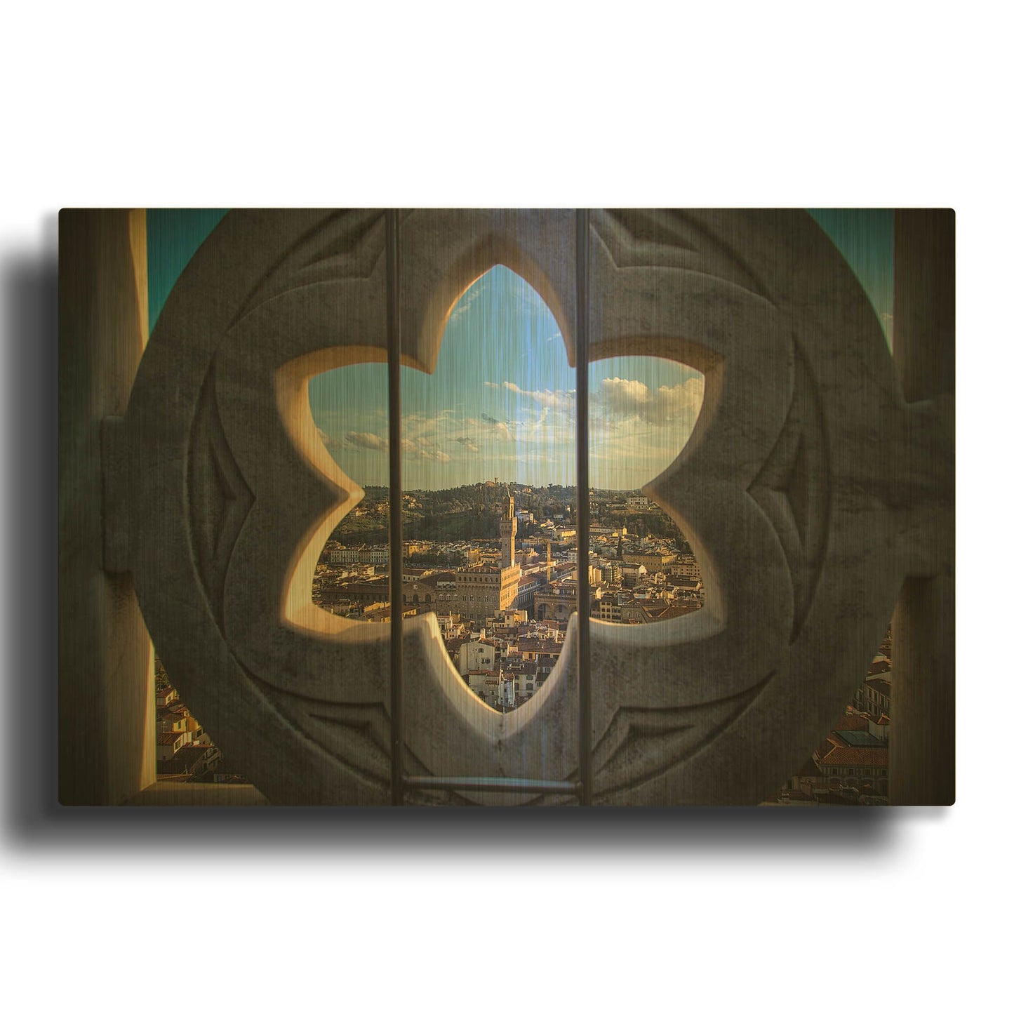 'Over the Tower' By Giuseppe Torre Gold Metal Wall Art
