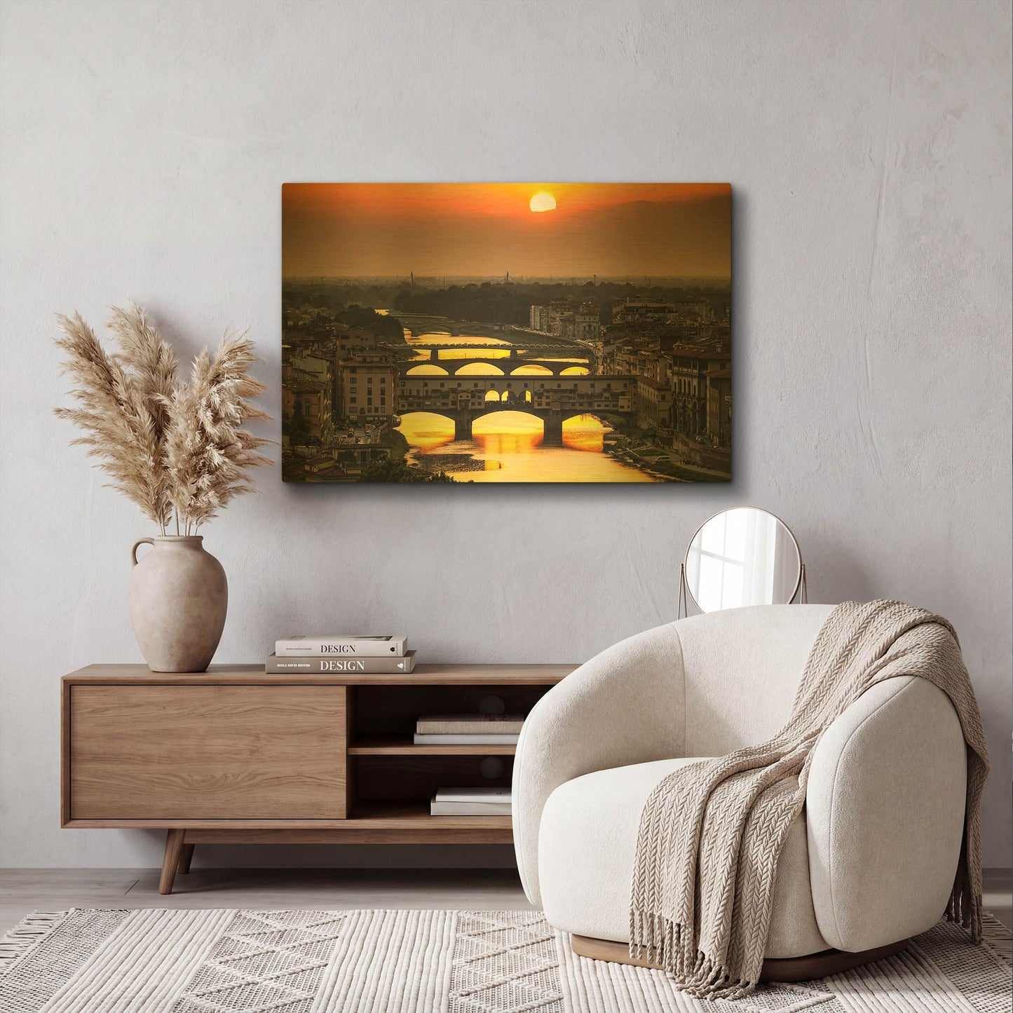 'Sunset in Florence' By Giuseppe Torre Gold Metal Wall Art