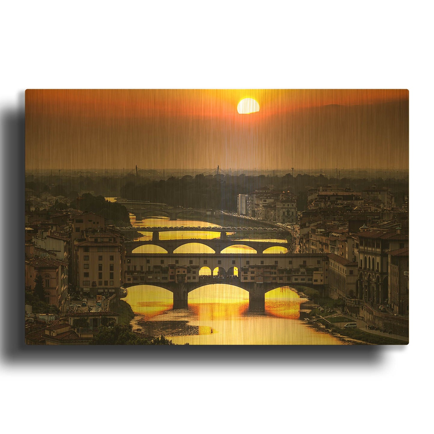 'Sunset in Florence' By Giuseppe Torre Gold Metal Wall Art