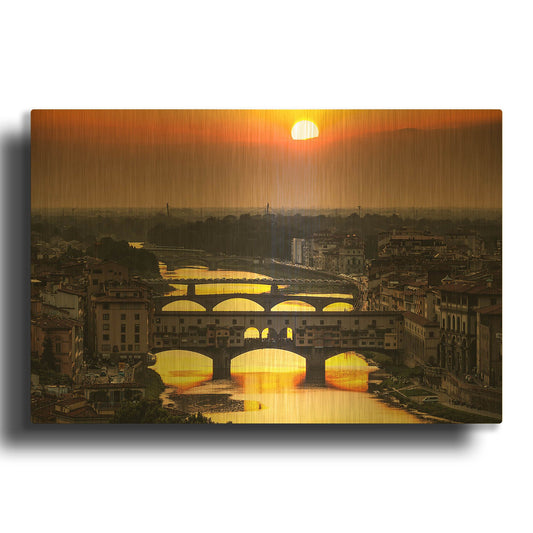 'Sunset in Florence' By Giuseppe Torre Gold Metal Wall Art