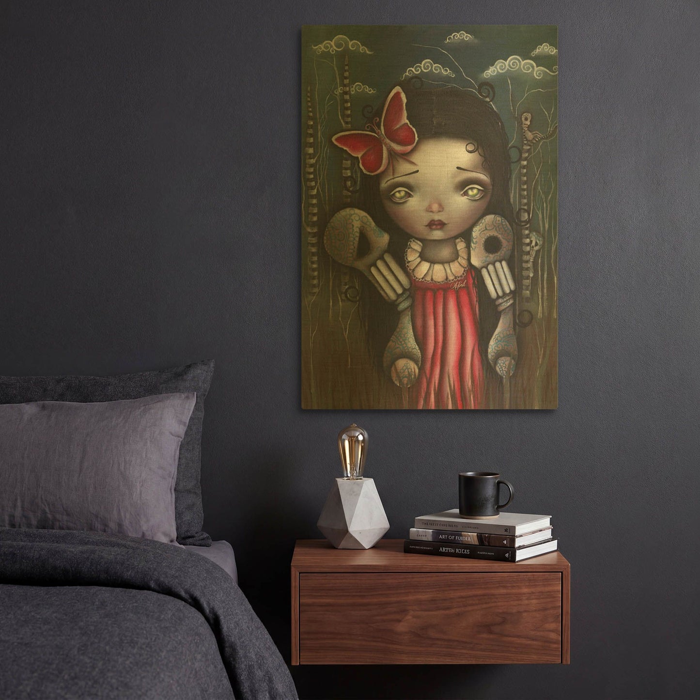 'Bones And Butterflies' By Abril Andrade Gold Metal Wall Art