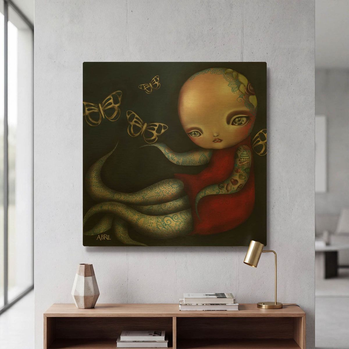 'Jinxi' By Abril Andrade Gold Metal Wall Art