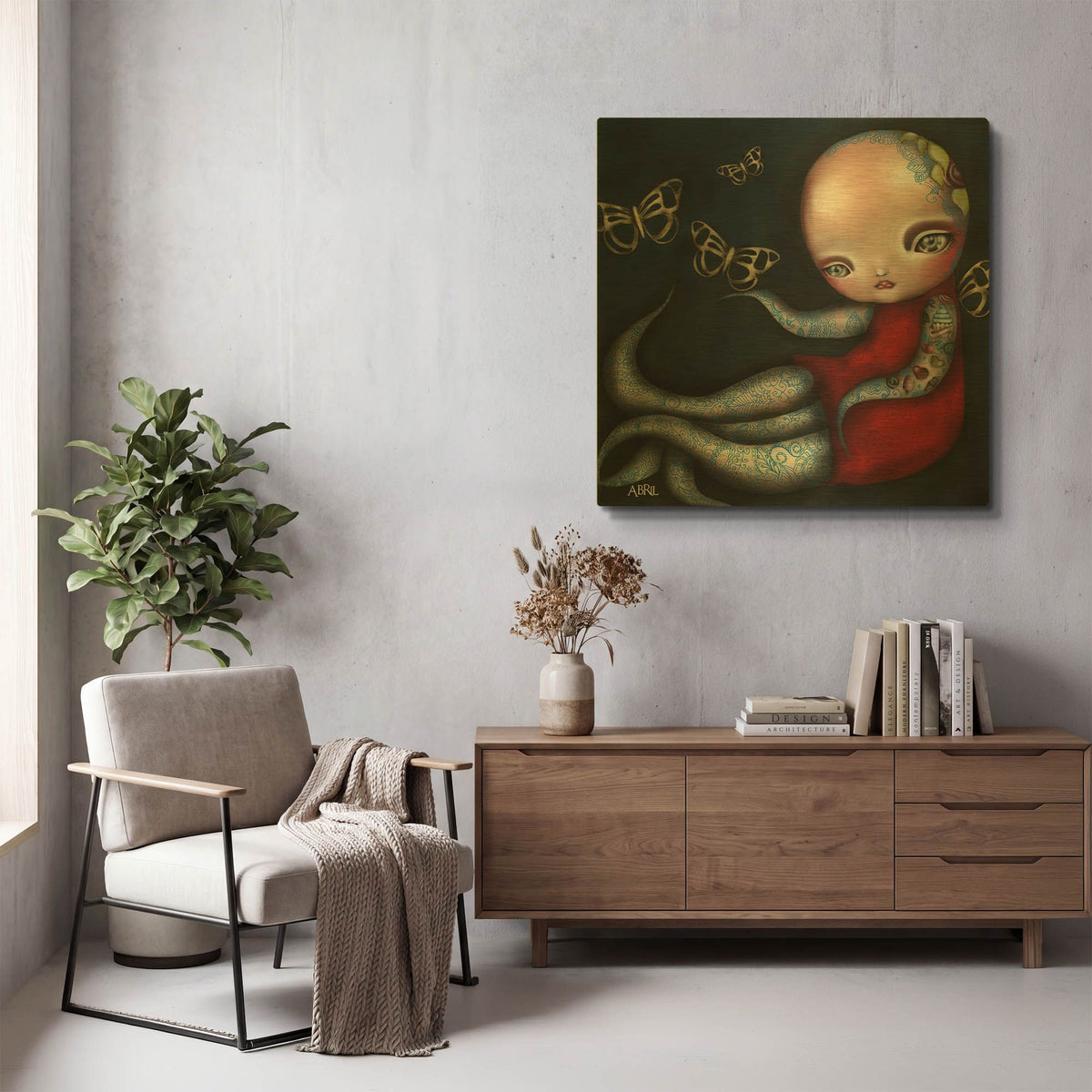 'Jinxi' By Abril Andrade Gold Metal Wall Art