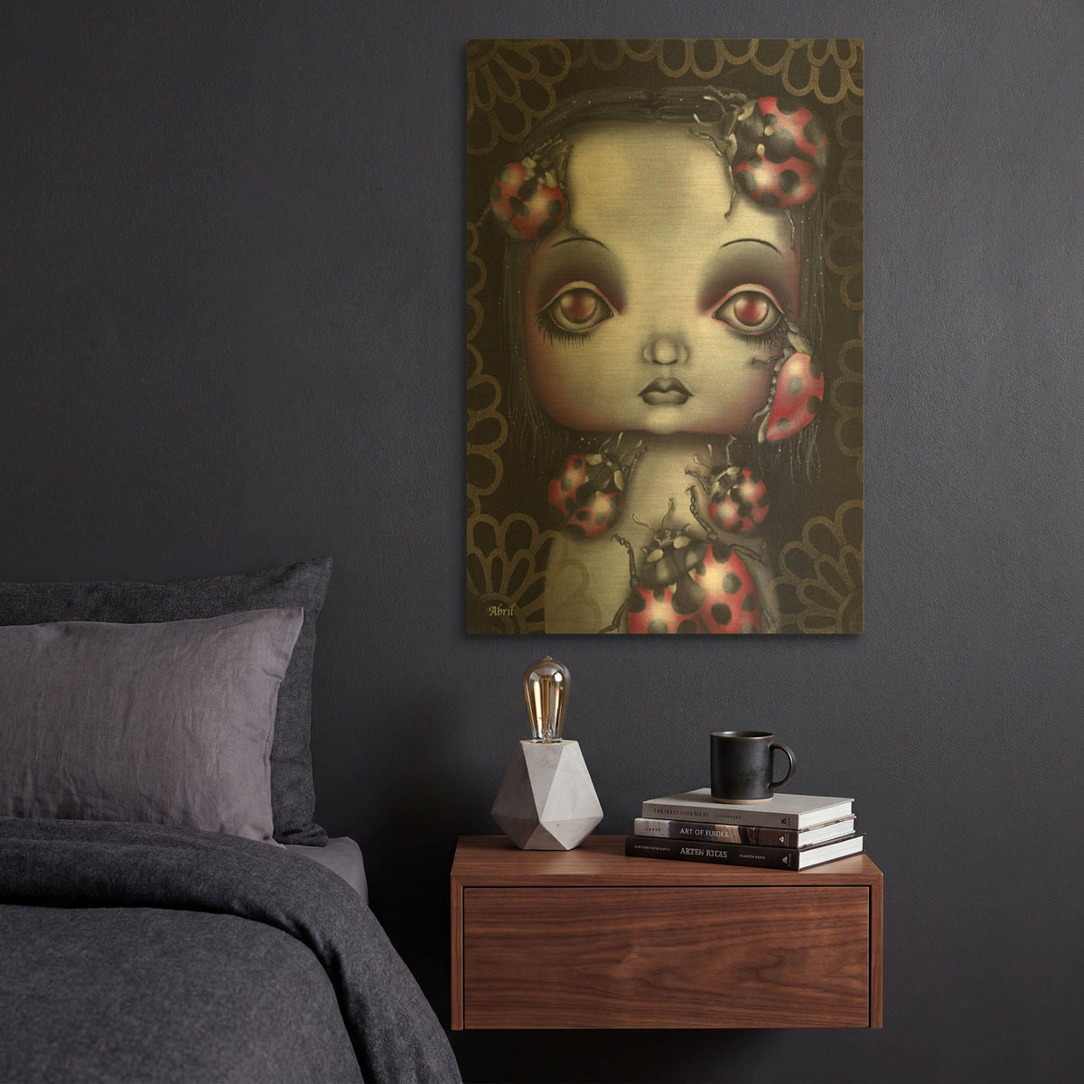 'Ladybug Girl' By Abril Andrade Gold Metal Wall Art