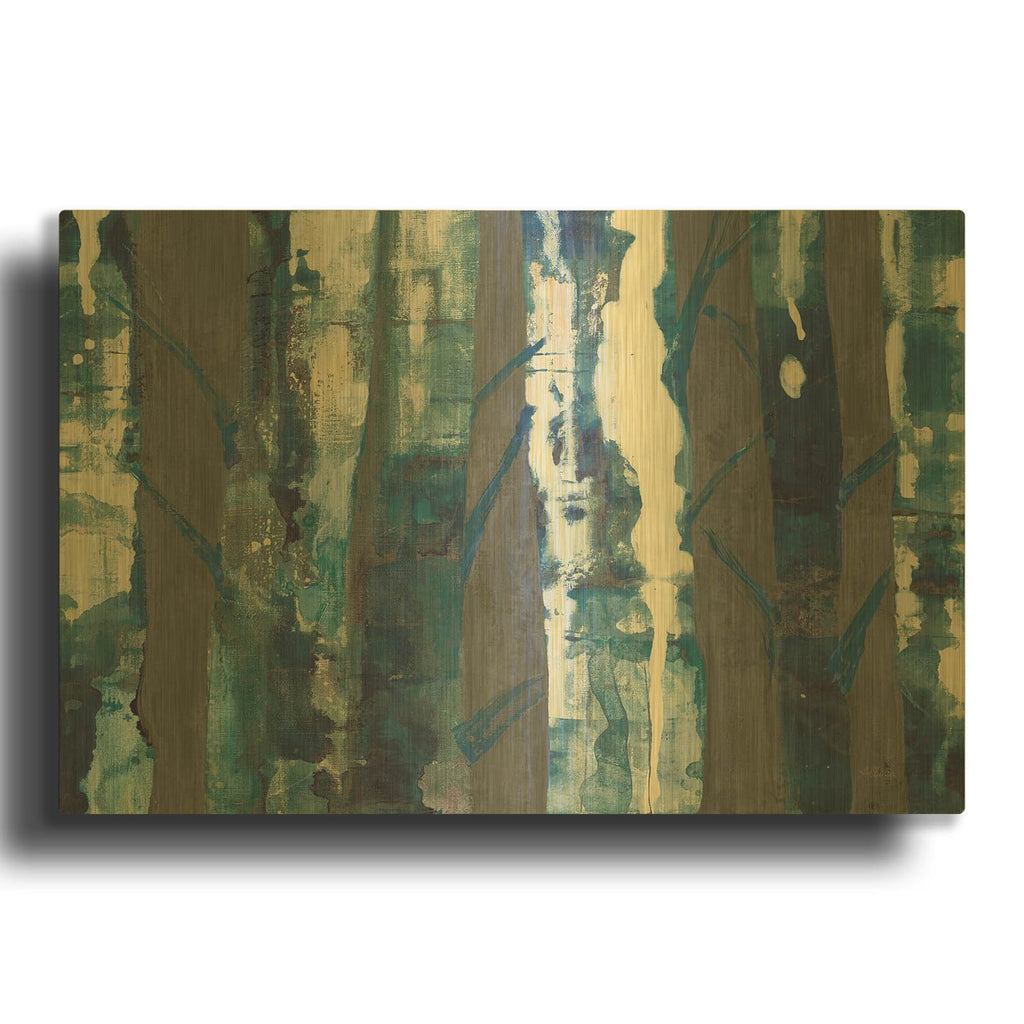 'Deep Woods III Indigo on Gray' By Albena Hristova Gold Metal Wall Art