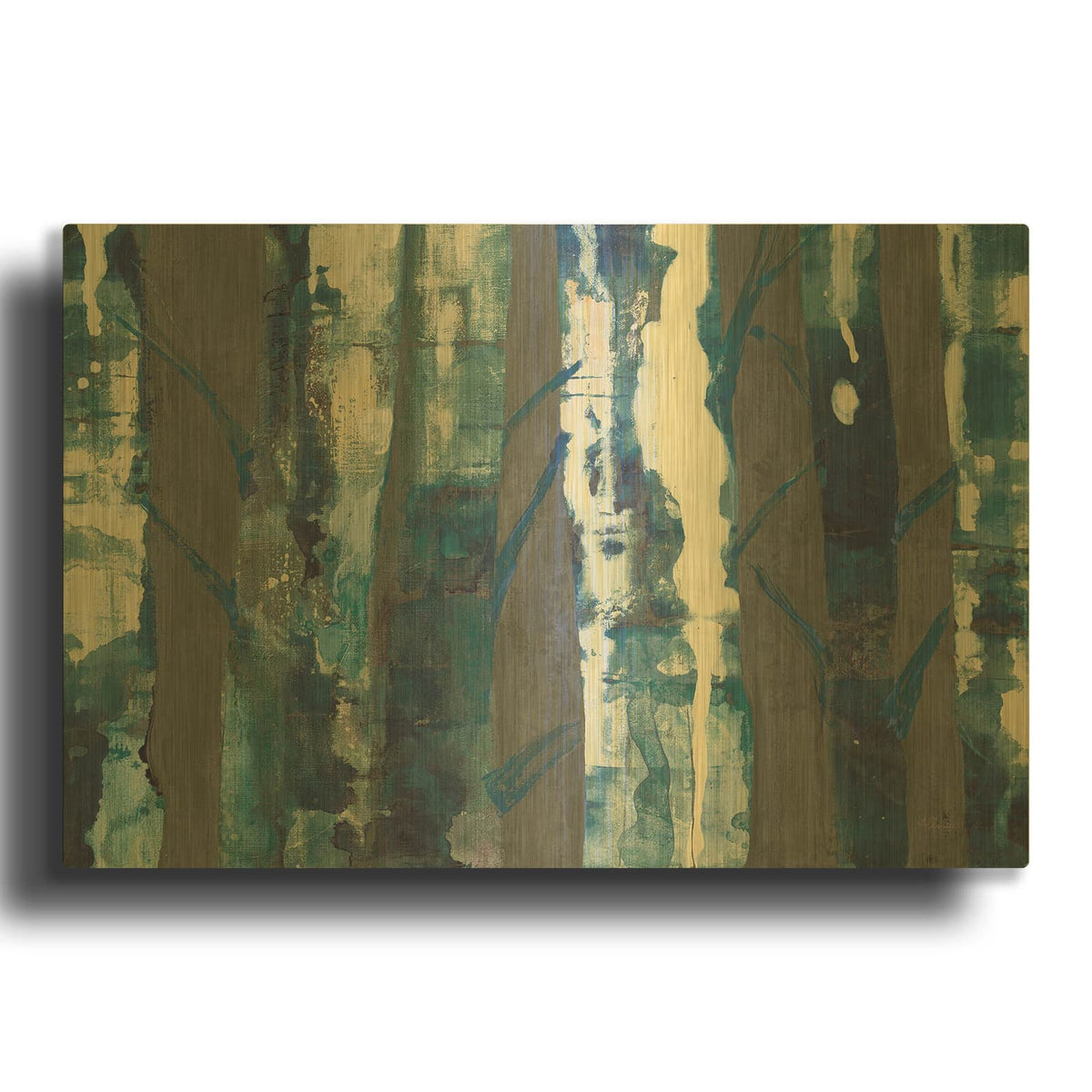'Deep Woods III Indigo on Gray' By Albena Hristova Gold Metal Wall Art