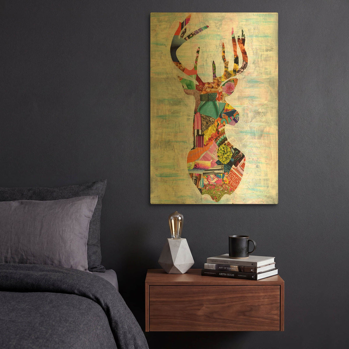 'Deer' By Artpoptart Gold Metal Wall Art