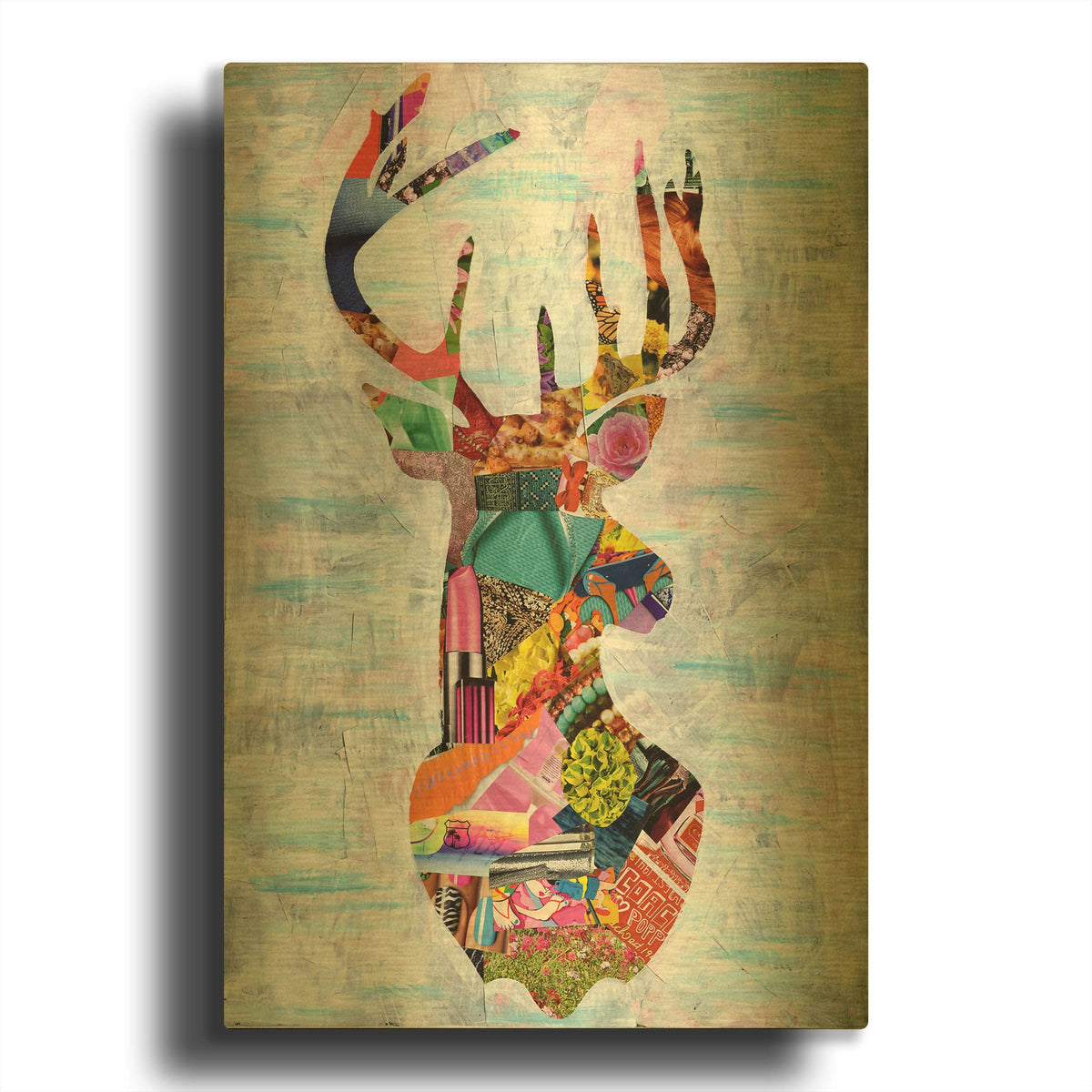 'Deer' By Artpoptart Gold Metal Wall Art
