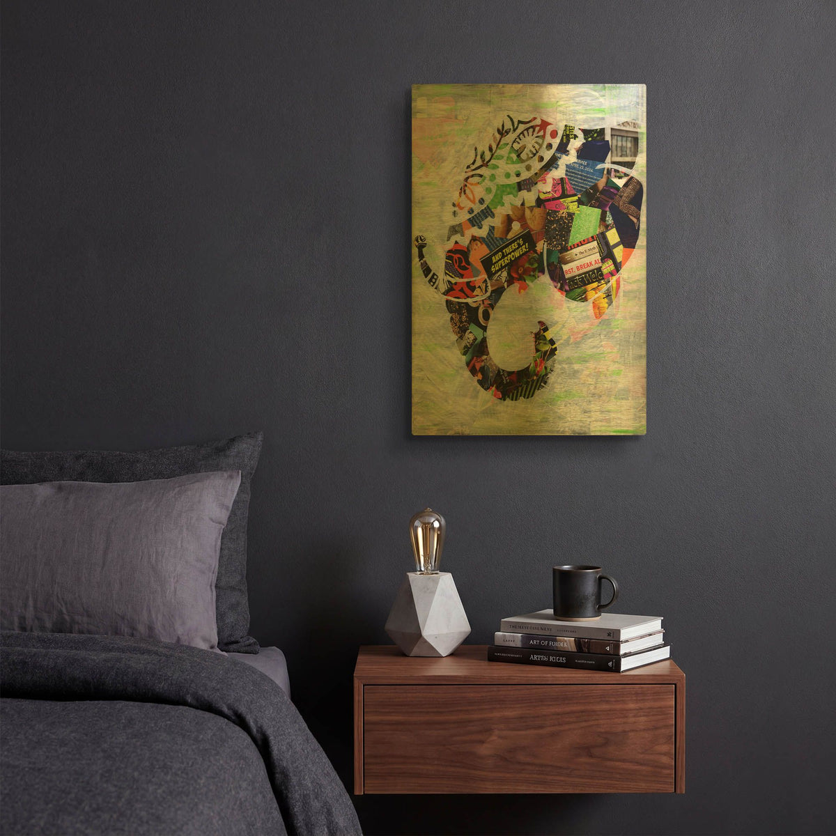 'Elephant' By Artpoptart Gold Metal Wall Art