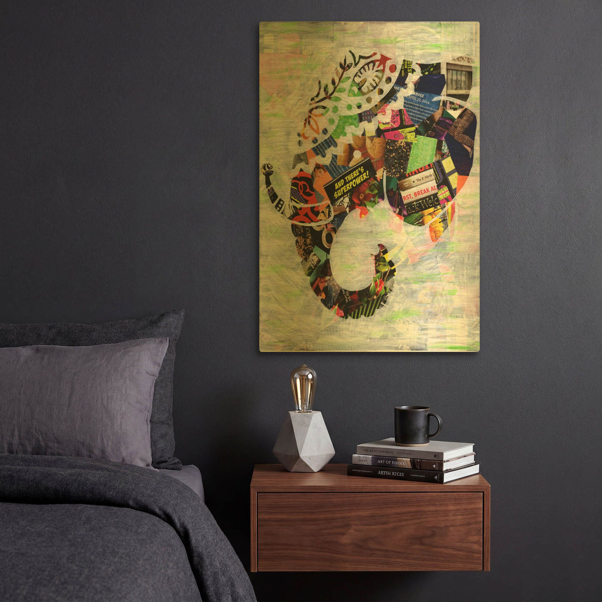 'Elephant' By Artpoptart Gold Metal Wall Art