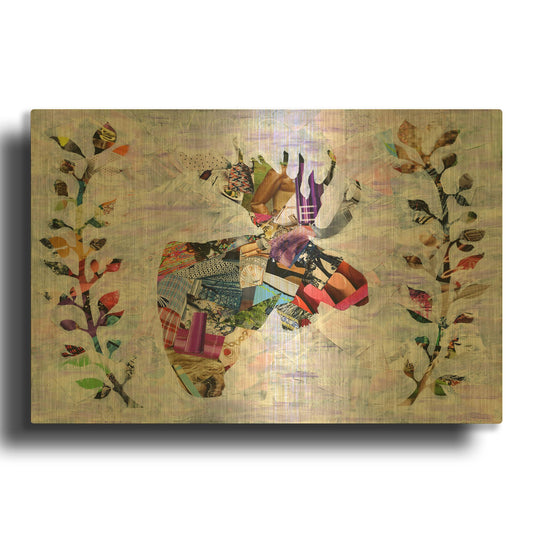 'Moose' By Artpoptart Gold Metal Wall Art