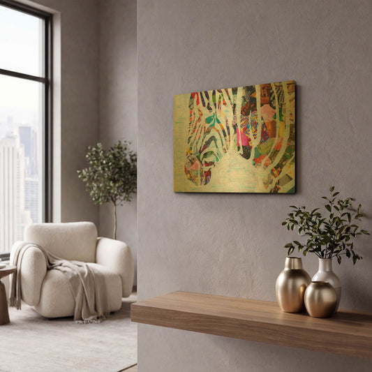 'Zebra' By Artpoptart Gold Metal Wall Art