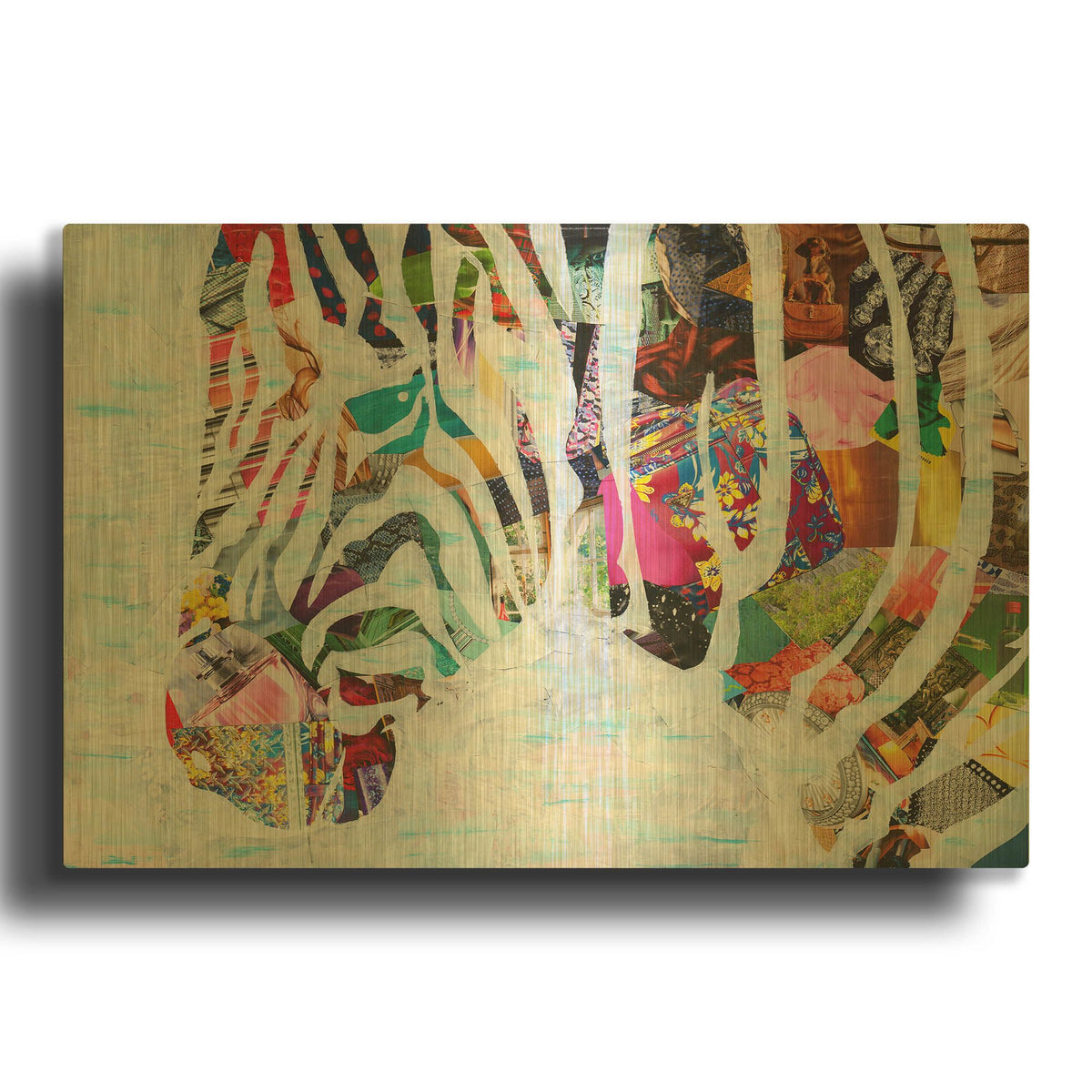 'Zebra' By Artpoptart Gold Metal Wall Art
