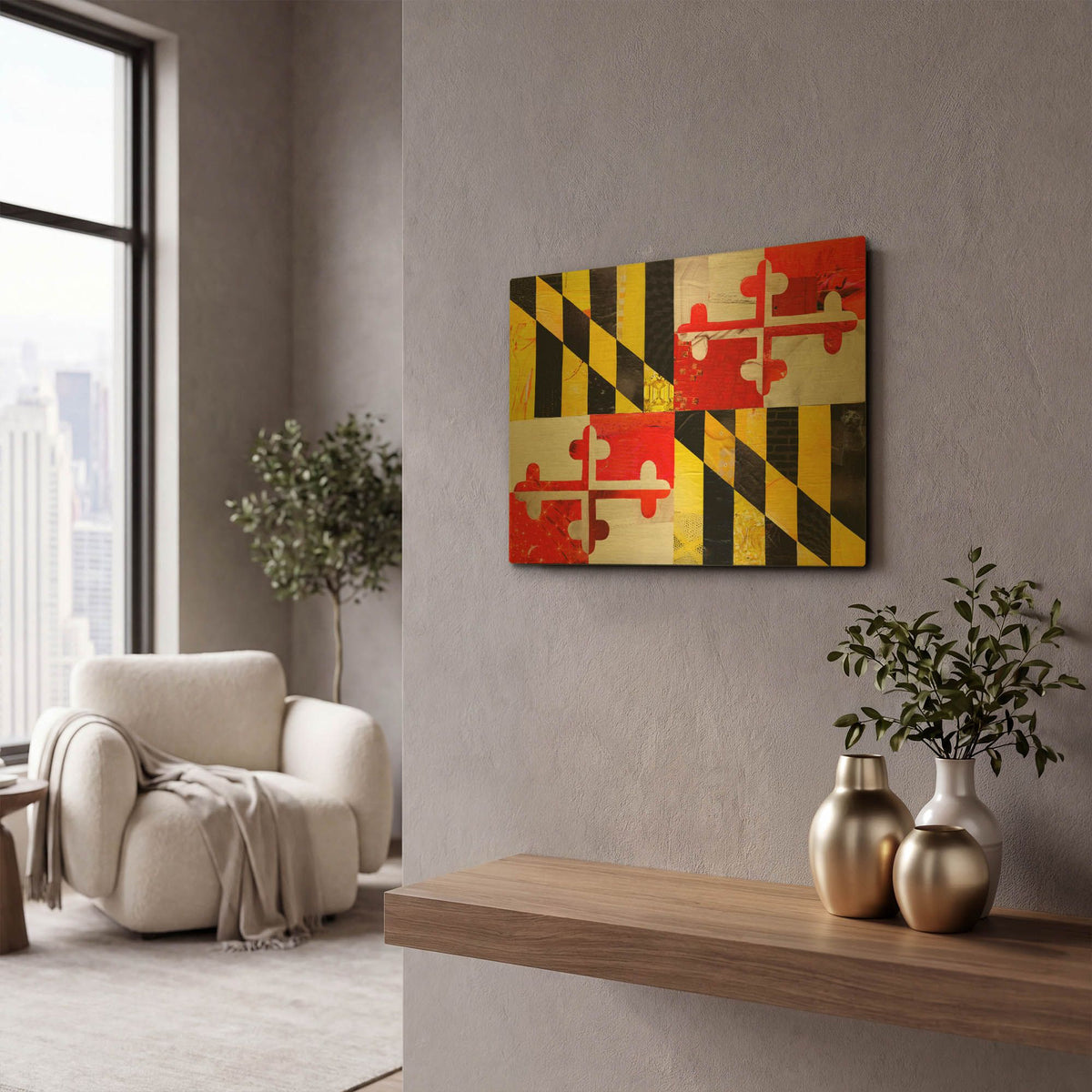 'Maryland' By Artpoptart Gold Metal Wall Art