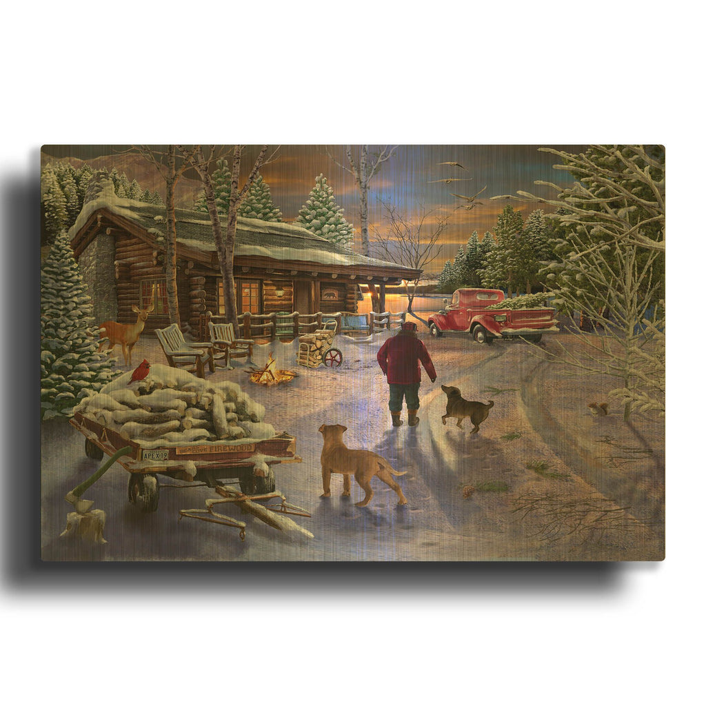 'Winter Refuge' By Bigelow Illustrations Gold Metal Wall Art