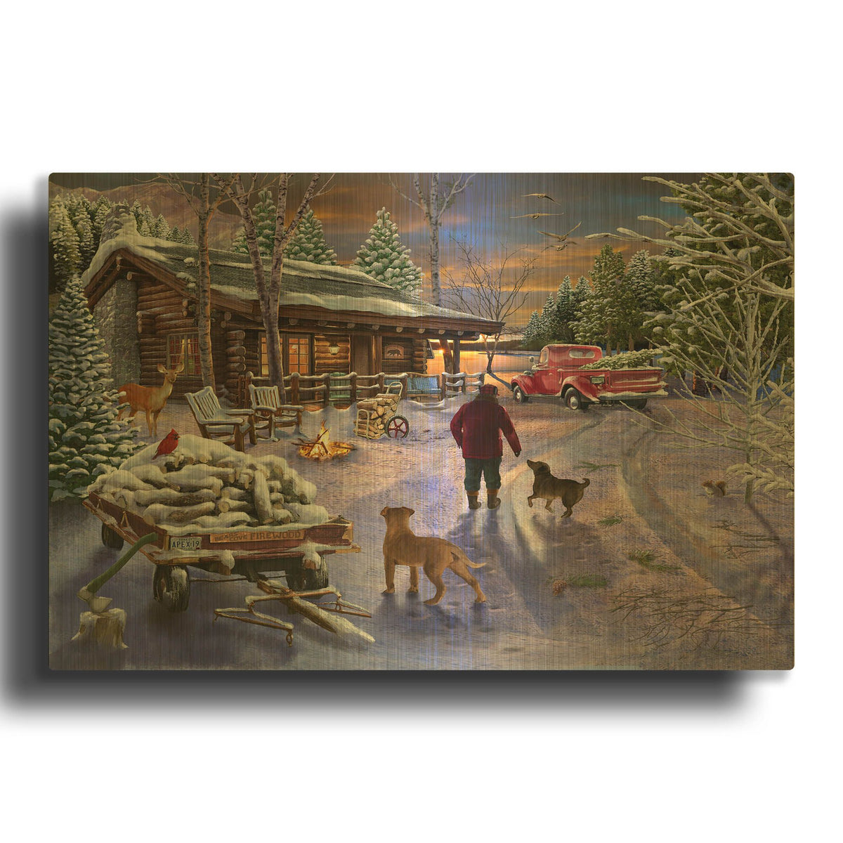 'Winter Refuge' By Bigelow Illustrations Gold Metal Wall Art