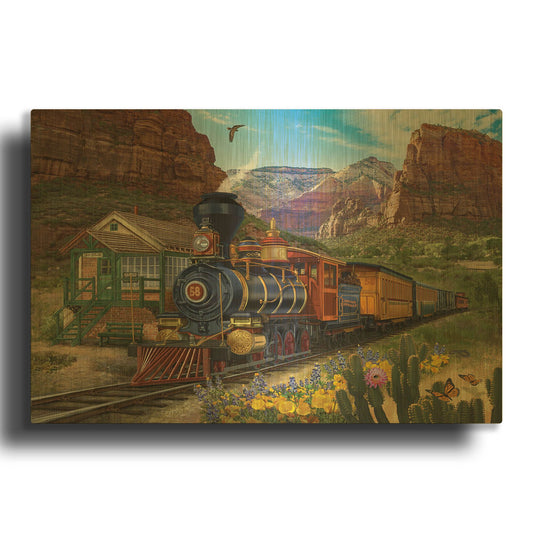 'Canyon Express' By Bigelow Illustrations Gold Metal Wall Art
