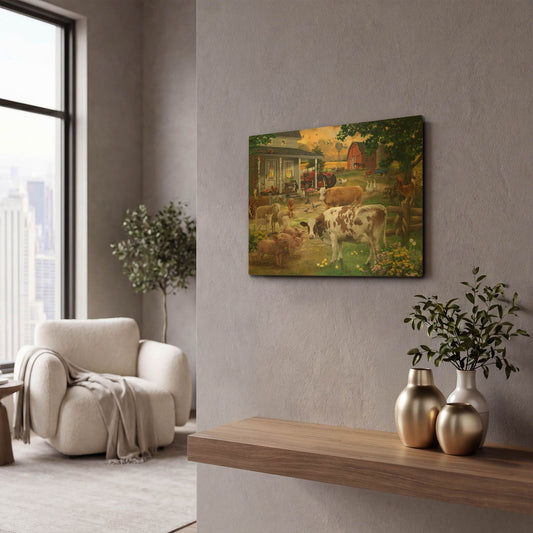'Farm Friends' By Bigelow Illustrations Gold Metal Wall Art